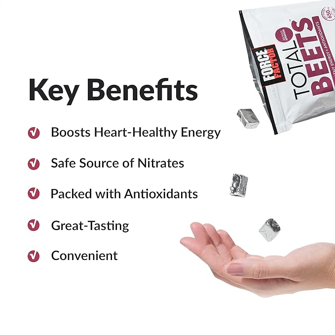 Force Factor Total Beets Soft Chews with Beetroot, Nitrates, L-Citrulline, Grapeseed Extract, & Antioxidants, Healthy Energy Supplement with Elite Ingredients for Heart, Superfood, 120 Count, 2-Pack