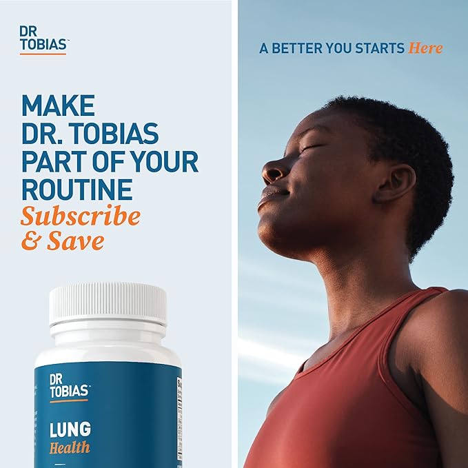 Dr. Tobias Lung Health, Lung Support Supplement with Vitamin C, Butterbur, Quercetin & Bromelain, Lung Cleanse & Detox Formula for Bronchial & Respiratory System, Non-GMO, 120 Capsules