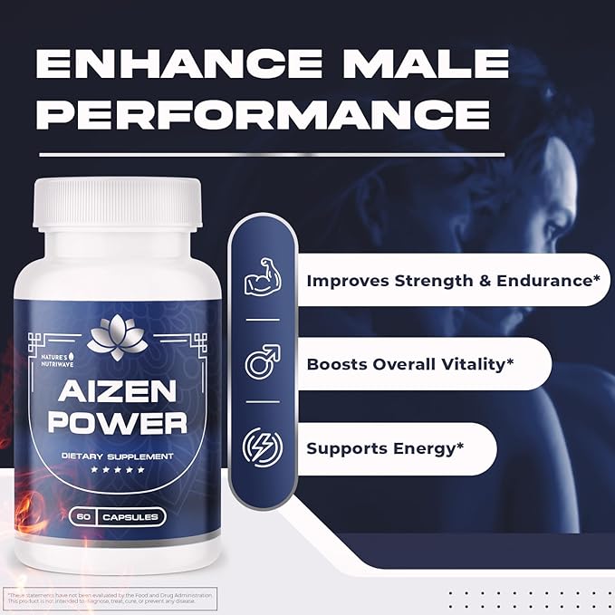 Aizen Power for Men, All Natural Male Supplement, Aizen Power for Men, Male Supplement, Original Formula - 60 Caps, 3 Month Supply