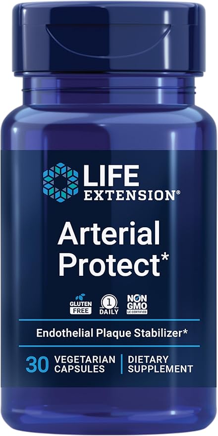 Life Extension Arterial Protect - Blood Pressure Supplement for Heart Health - with gotu kola and Pycnogenol dried French maritime pine bark extracts - Gluten-Free, Non-GMO, Vegetarian - 30 capsules