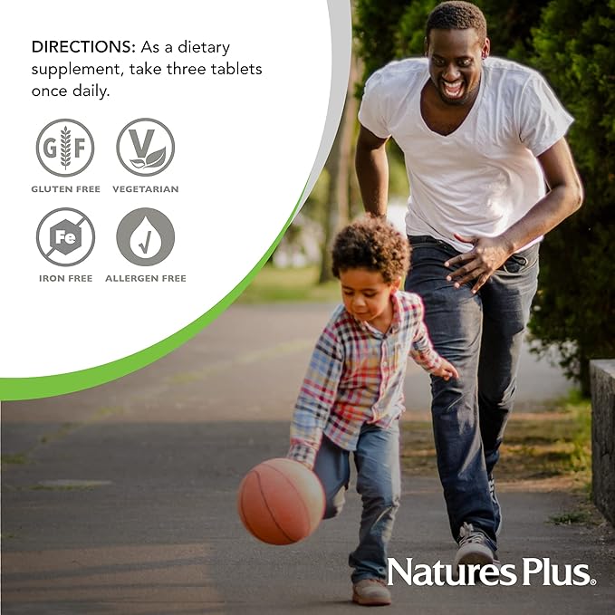 Natures Plus Source of Life No Iron - 180 Tablets, Pack of 2 - Multi-Vitamin & Mineral Supplement - Supports Natural Energy & Overall Well-Being - Gluten Free, Vegetarian - 120 Total Servings