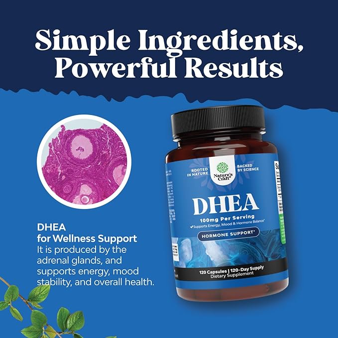 DHEA 100mg for Men and Women - Vegan High Strength DHEA Supplement for Women & Men for Enhanced Energy and Hormone Balance for Women & Men - Men and Womens Hormone Balance Supplement (4 Month Supply)