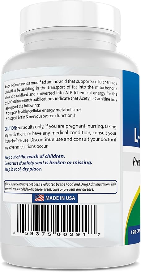 Best Naturals Acetyl L-Carnitine 500 Mg 120 Capsules (120 Count (Pack of 3))