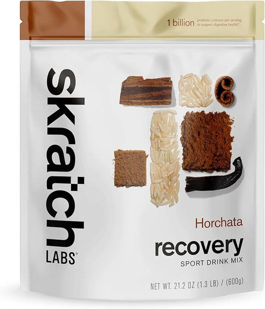 Skratch Labs Post Workout Recovery Drink Mix with Horchata, (21.2 oz, 12 Servings) with Complete Milk Protein of Casein and Whey and Probiotics, Gluten Free, Kosher, Vegetarian