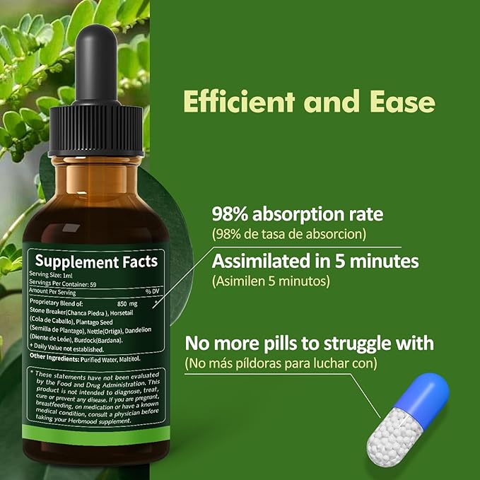 Stone Breaker Chanca Piedra Drops for Kidney Stones & Gallstone Dissolver, Horsetail Extract Kidney Cleanse Detox & Repair, Gotas de Cola de Caballo y ChancaPiedra para Los Riñones. 6 oz