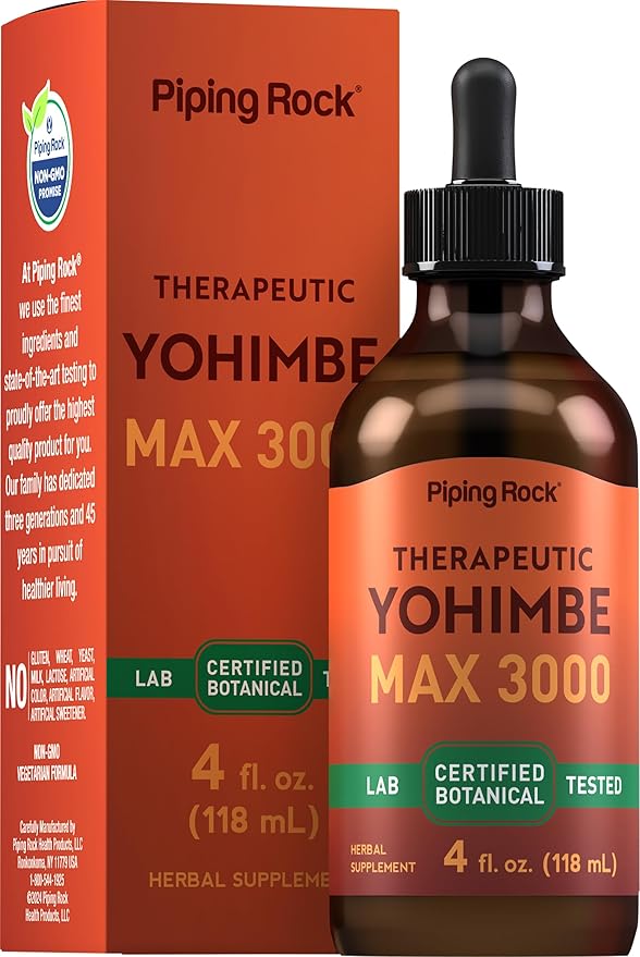 Piping Rock Yohimbe Bark Extract Liquid | 4 Fl Oz | Supplement for Men & Women | Alcohol Free Herbal Drops | Vegetarian, Non-GMO, Gluten Free