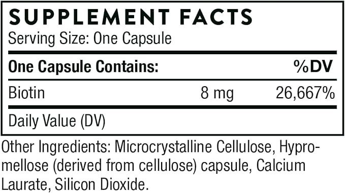 THORNE Biotin - Vitamin B7 (Biotin) for Healthy Hair, Nails, and Skin - 60 Capsules