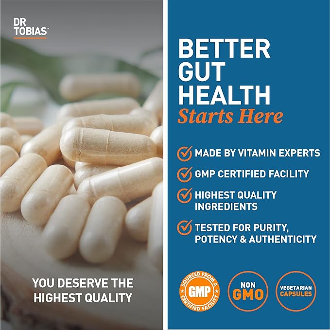 Dr. Tobias Deep Immune Probiotics & Prebiotics, 4.4 Billion CFU Probiotics for Women & Men, Supports Digestive Health, Gut Immune Function, Nutrient Absorption, 60 Capsules, 30 Servings