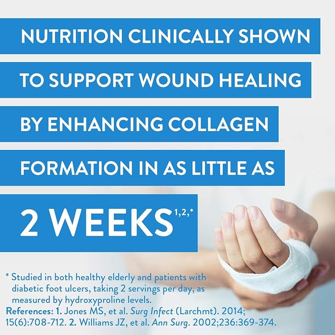 Juven Therapeutic Nutrition Drink Mix Powder for Wound Healing Support, Includes Collagen Protein, Unflavored, 30 Count