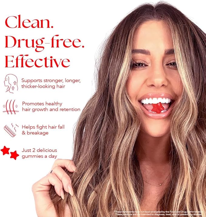 HAIRtamin Vegan Gummy Stars Hair Vitamins | Non-GMO | All Natural Biotin Hair Vitamin Gummies to Maintain Healthy Hair Skin & Nails | Multivitamin Supplement