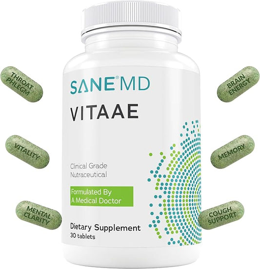 SANE MD Vitaae - Throat Phlegm, Coughing, and Brain Support - Citicoline Supplements for Respiratory, Throat, and Brain Health