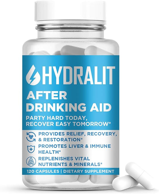 After Drinking Aid Supplement Pre Game Party Pills Electrolytes Hydration DHM Milk Thistle Weekend Recovery Vitamins Relief Formula Better Mornings Alcohol Liver Health Support 120 Capsules