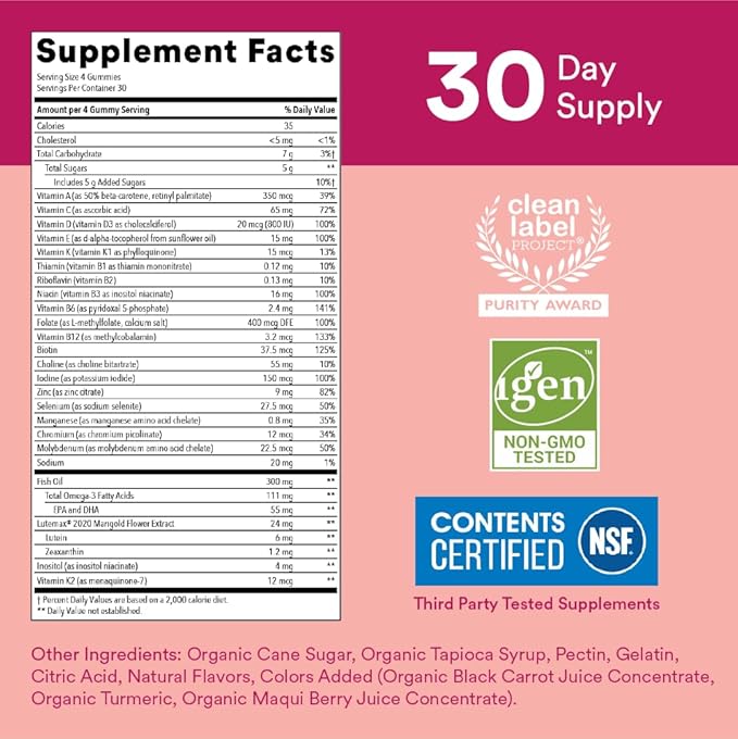 SmartyPants Teen Girl Multivitamin Gummies: Omega 3 Fish Oil (EPA/DHA), Vitamin D3, C, Vitamin B12, B6, Vitamin A, K & Zinc, Gluten Free, Three Fruit Flavors, 120 Count (30 Day Supply) (Pack of 2)