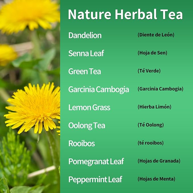 Herbmood 30 Day Detox Tea for body Cleanse, Te de Diente de Leon & cola de caballo Organico Natural, Limpieza de Colon y Desintoxicar, Digestive Health, Edema & Bloating Relief for Women, 30 Bags