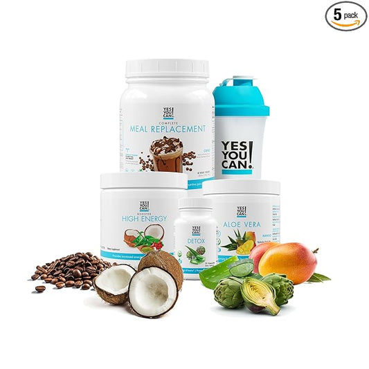 Yes You Can! Detox Plus Kit (Meal Replacement Coffee, Aloe Vera Mango) - Complete Meal Replacement Powder, High Energy Shake Booster, Aloe Vera Detox Supplement, Health Transformation