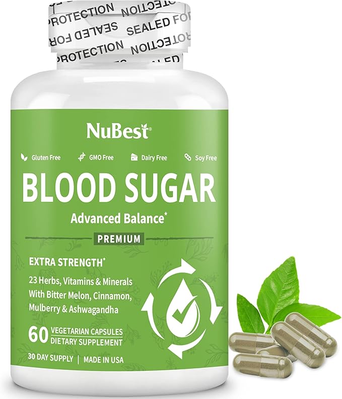 NuBest Blood Sugar - Advanced Formula with Bitter Melon, Ashwagandha, Cinnamon, Chromium, Magnesium, Vitamins, Alpha Lipoic Acid, Cayenne Pepper & More - Pack 1