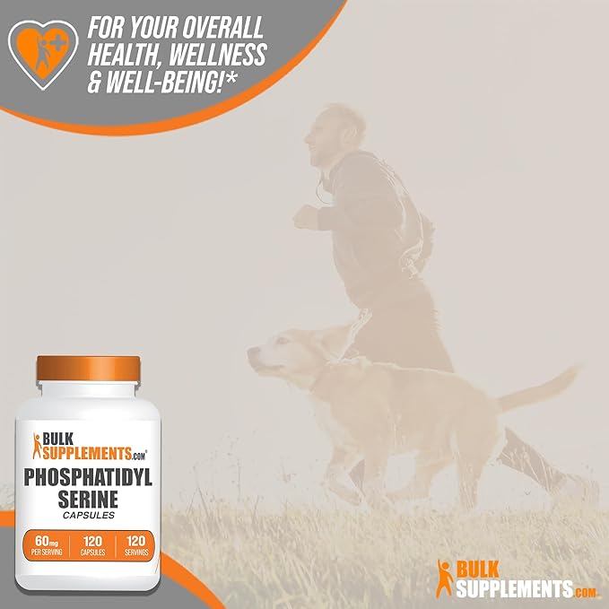 BulkSupplements.com Phosphatidylserine Capsules - Phosphatidylserine Supplement, Sourced from Soy - 60mg per Capsule, Gluten Free - 1 Capsule per Serving, 120 Capsules (Pack of 1)