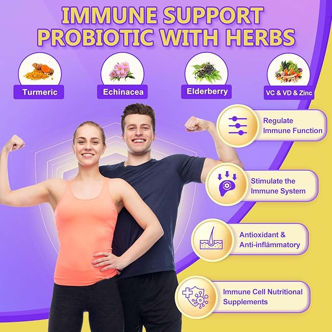 Probiotics for Women & Men Digestive Health，120 Billion CFUs, Prebiotics and Probiotics for Gut Health, D3, Zinc & Immune Support Herbs, Detox Cleanse, 45 Day - 3 Month Supply