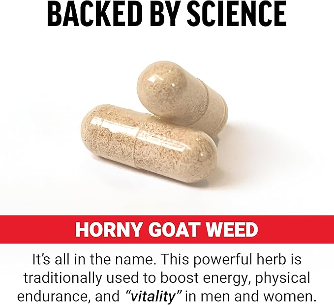 FORCE FACTOR Horny Goat Weed for Men, 3-Pack, Natural Male Drive & Vitality Supplement with Natural Ingredients for Superior Absorption, Fundamental Series, 750mg, 180 Capsules