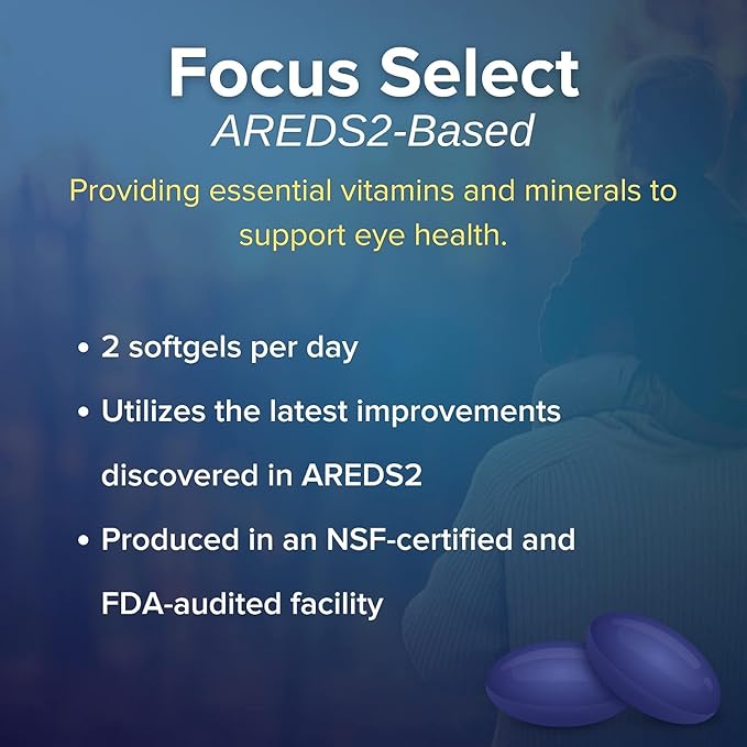 Focus Select AREDS2 Based Eye Vitamin-Mineral Supplement - AREDS2 Based Supplement for Eyes (360 ct. 180 Day Supply) - AREDS2 Based Low Zinc Formula - Eye Vision Supplement and Vitamin
