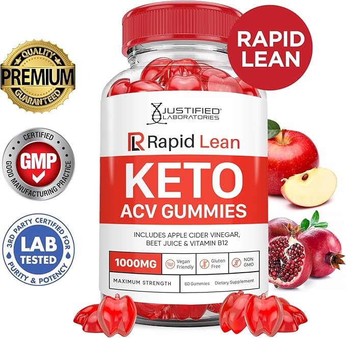 (10 Pack) Rapid Lean ACV Gummies Advanced Formula 1000MG Rapid Lean Gummies Apple Cider Vinegar Formulated with Pomegranate Beet Juice Powder B12 Vegan Non GMO 600 Gummys