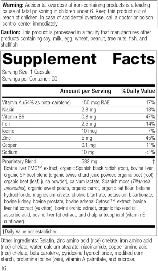 Standard Process Livaplex - Whole Food Bowel, Digestion and Digestive Health, Liver Health and Gallbladder Support with Spanish Black Radish, Betaine Hydrochloride, and Organic Carrot - 90 Capsules