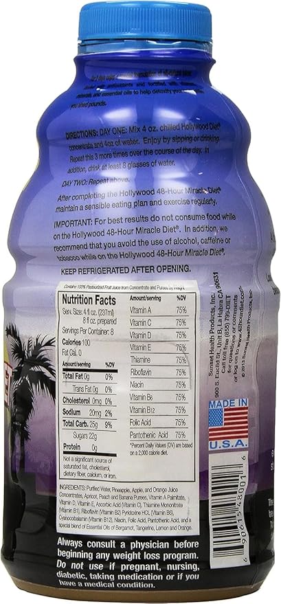 48-Hour Miracle Fruit Juice Cleanse Diet 2-Pack, Detox Cleanse for Weight Loss & Rejuvenation, Food Replacement, Fast Acting Diet, Delicious & Tasty Formula, 32 Fl. Oz.