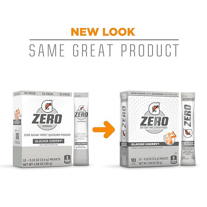 Gatorade G Zero Powder, Glacier Cherry , 10 Count (Pack of 12)