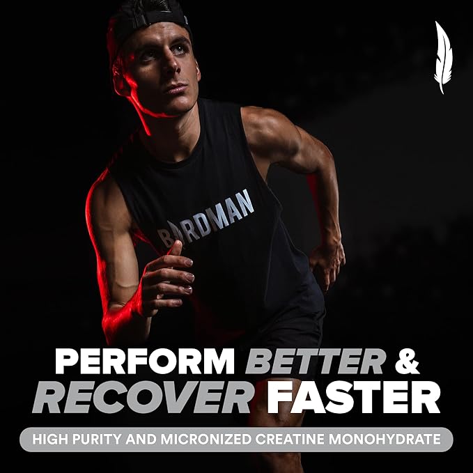 BIRDMAN Micronized Creatine Monohydrate Powder, Muscle Recovery, Caffeine Free, Creatine Pre Workout, Vegan, Post Workout, Gluten Free, Sugar Free | 200 Servings (5 Grams Each) | 2.2lb.