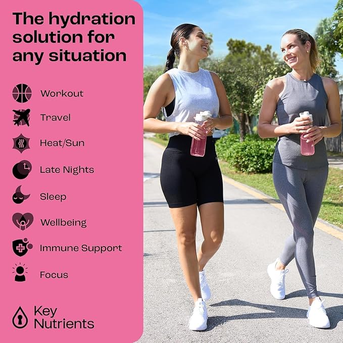 KEY NUTRIENTS Multivitamin Electrolytes Powder No Sugar - Fresh Pink Lemonade Electrolyte Powder - Endurance & Energy Supplement - Hydration Powder - No Calories - 90 Servings - Made in USA
