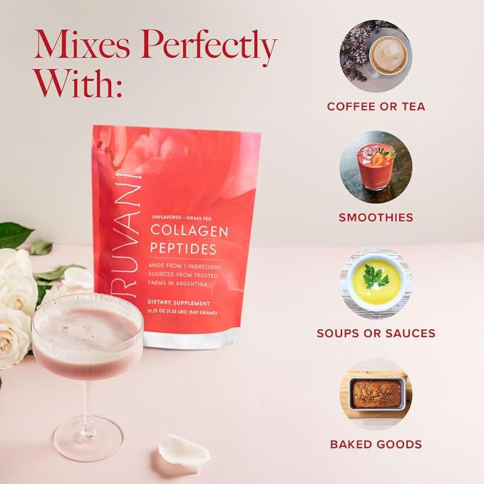 Truvani Hydrolyzed Collagen Peptides | Unflavored | 28 Servings | 20g Grass-Fed Collagen Protein Powder | Promotes Hair, Skin, and Nail Health | Dairy & Gluten Free | Women & Men | Package May Vary