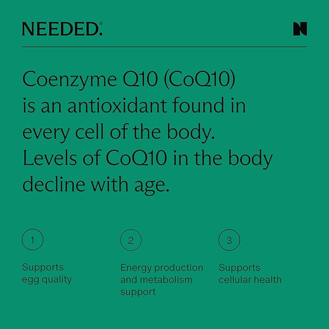 Needed. CoQ10 200mg Supplement - Ubiquinol 200mg for Women and Men – Enhanced Cellular Energy & Antioxidant Support, Coenzyme Q10 Preconception Health Supplement, Non-GMO, Softgels – 30 Count