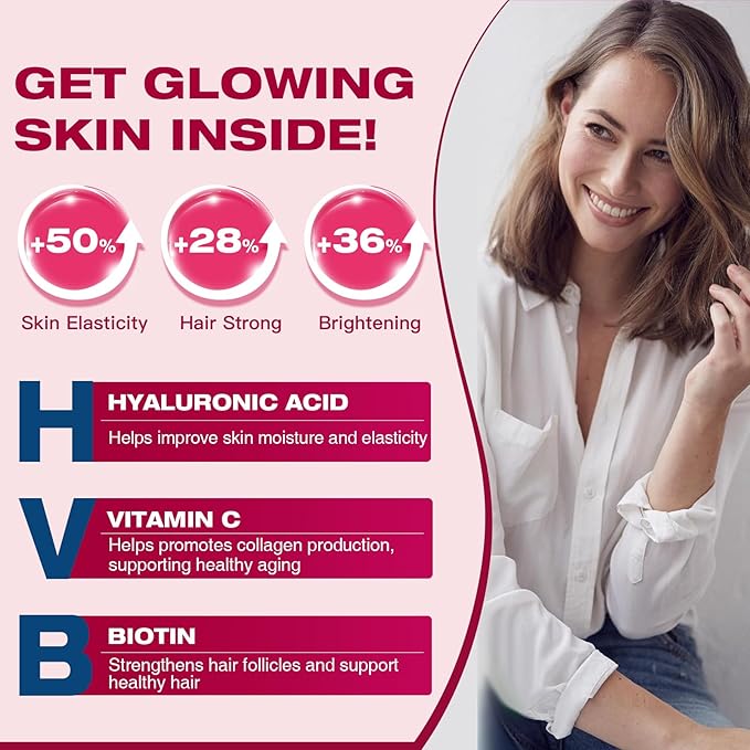 Multi Collagen Powder with 5 Billion CFUs - Hydrolyzed Collagen Peptides with Multivitamins, Hyaluronic Acid & Biotin - Support Skin Hair Nail Joints & Gut