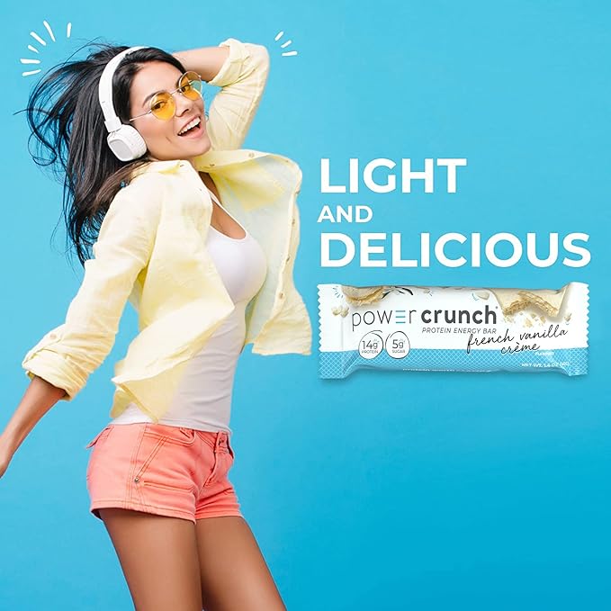 Power Crunch Protein Wafer Bars, High Protein Snacks with Delicious Taste, French Vanilla Creme, 1.4 Ounce (12 Count) (Pack of 2)