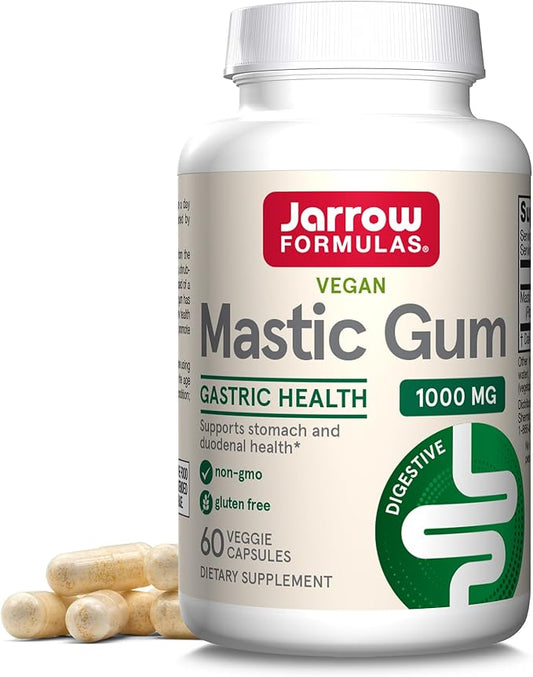 Jarrow Formulas Mastic Gum 1000 mg, Dietary Supplement for Gastrointestinal Health Support, 60 Veggie Capsules, 30 Day Supply