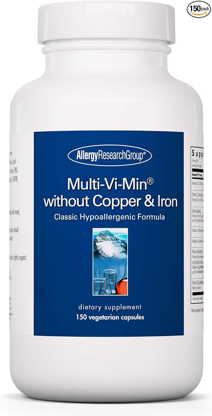 Allergy Research Group - Multi-Vi-Min Without Copper and Iron - Hypoallergenic - 150 Vegetarian Capsules