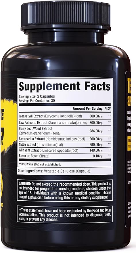 Testosterone Booster - Testosterone Supplement for Men - Male Enhancing Pills for Muscle Growth, Libido, Stamina, Strength - Tongkat Ali Muscle Builder Workout Supplement - Total T Test Boost - 2 PACK