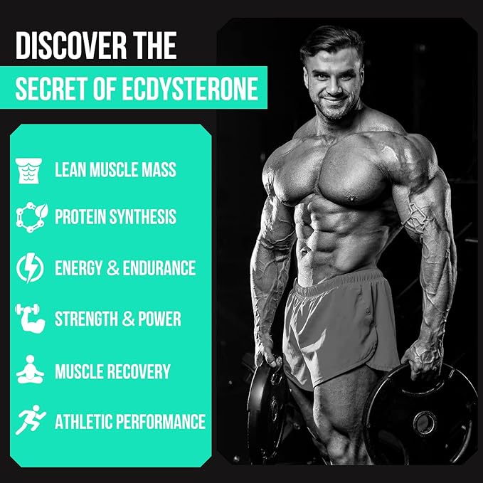 1200MG Beta Ecdysterone Supplement, 98% Maximum Purity Ecdysterone Supplements for Lean Muscle Mass, Athletic Performance & Strength, 60 Capsules