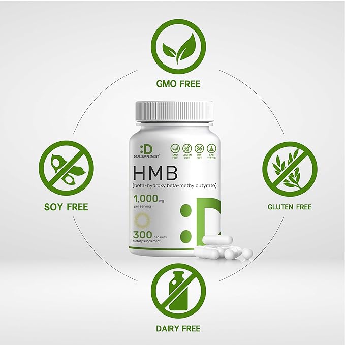 DEAL SUPPLEMENT 2 Pack of Ultra Strength HMB Supplements 1000 mg Per Serving, 600 Total Capsules | Third Party Tested | Supports Muscle Growth, Retention & Lean Muscle Mass | Fast Workout Recovery