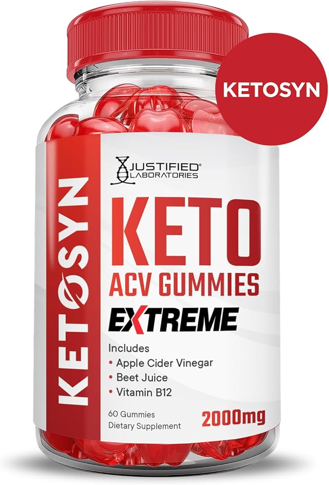 Ketosyn Keto ACV Gummies Extreme 2000MG Ketosyn Keto Gummies Apple Cider Vinegar Formulated with Pomegranate Beet Juice Powder B12 Vegan Non GMO 60 Gummys