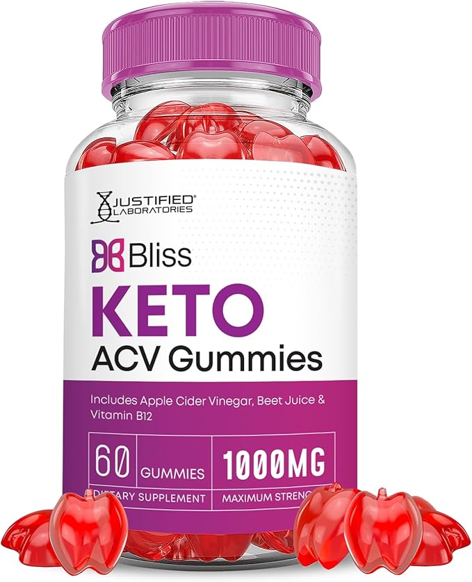 (3 Pack) Bliss Keto ACV Gummies Advanced Formula 1000MG Bliss Keto Gummies Apple Cider Vinegar Boost Formulated with Pomegranate Beet Juice Powder B12 Vegan Non GMO 180 Gummys