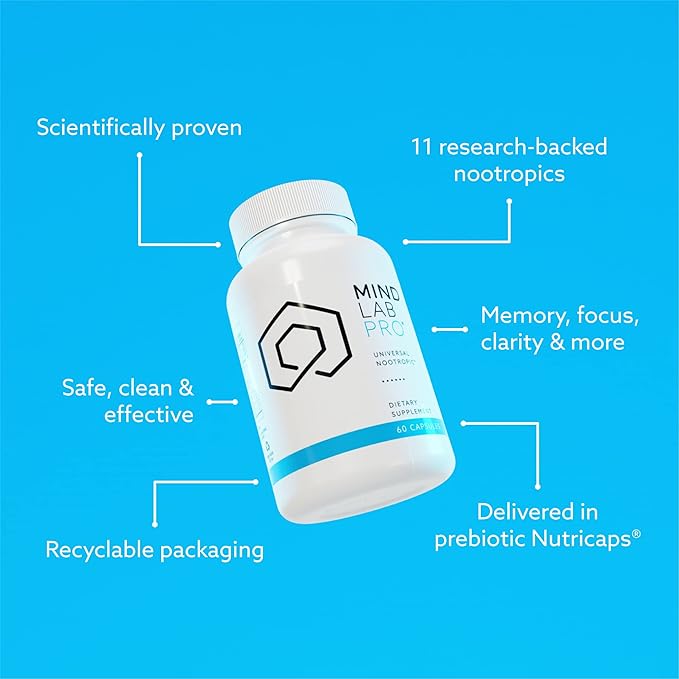 Mind Lab Pro® Universal Nootropic™ Brain Booster Supplement for Focus, Memory, Clarity, Energy - 60 Capsules - Plant-Based, Naturally Sourced Memory Vitamins for Better Brain Health