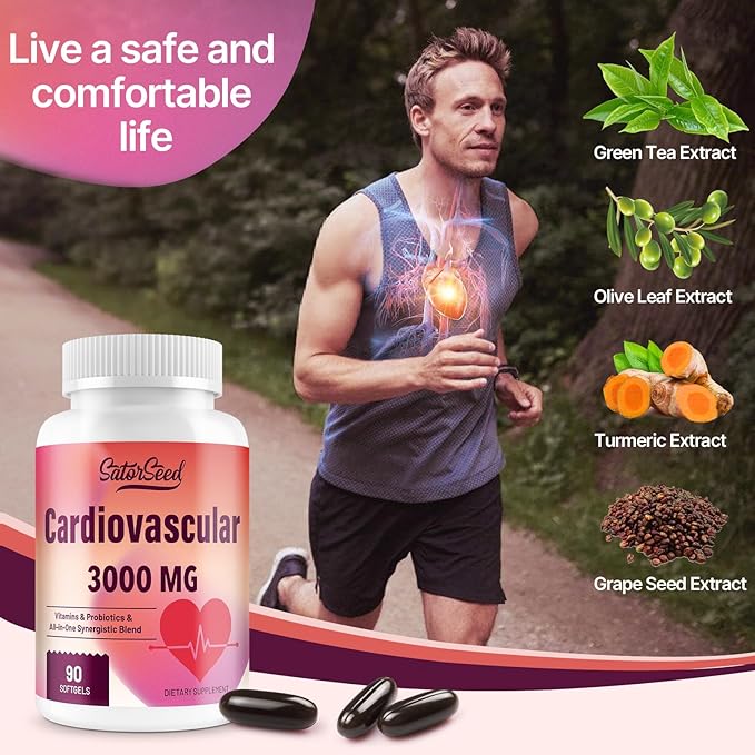 Cardiovascular Supplement 3000MG Multi-Vitamins, Probiotics, Omega-3 & CoQ10 Synergistic Blend for Adults (2 Bottle)
