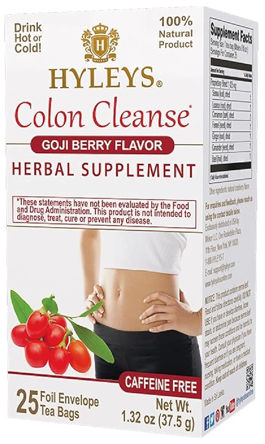 Hyleys Colon Cleanse Tea Goji Berry Flavor (6 Pack - 150 Tea Bags Total)