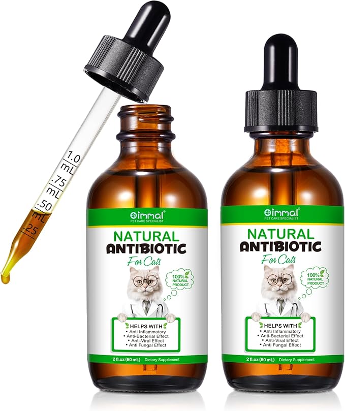 2 Pack Antibiotics for Cats, Premium Cat Antibiotics Supplemen, Natural Antibiotic for Cats, Pet Supplements, Cat Antibiotics Supports Immune & Cats Allergy Relief, Cats Multivitamin