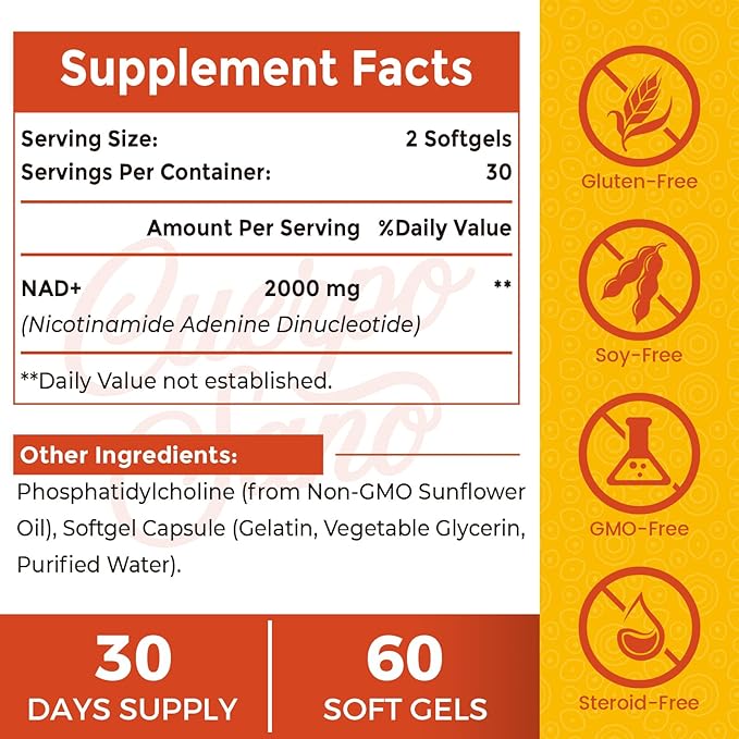 2000 MG NAD Supplement, Liposomal NAD+ Supplement with High Absorption, More Efficient Than Nicotinamide Riboside, Pure & Plus Boosting Supplement, Aging Defense, Metabolism & Cellular, 240 softgels