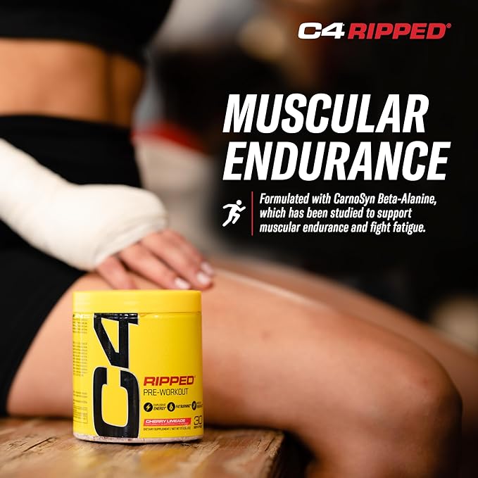Cellucor C4 Ripped Pre Workout Powder for Energy, Beta Alanine, Sugar Free Energy Supplement Preworkout for Men & Women - 150mg Caffeine + Creatine-Free - Cherry Lemonade - 30 Servings