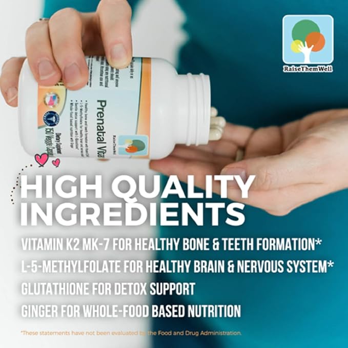 Physician Developed Prenatal Vitamin with Vitamins K2 MK-7, Methylfolate, and Glutathione | 150 Veggie Capsules