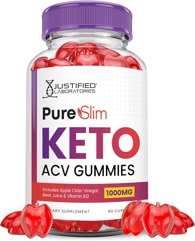 (3 Pack) Pure Slim Keto ACV Gummies Advanced Formula 1000MG PureSlim Keto Gummies Apple Cider Vinegar Formulated with Pomegranate Beet Juice Powder B12 Vegan Non GMO 180 Gummys