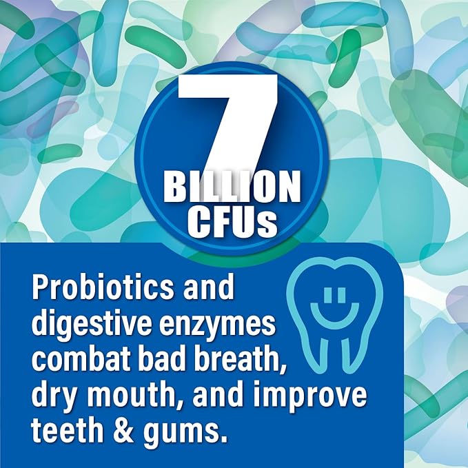Oral Probiotics for Mouth Bad Breath 7 Billion CFU – Chewable Dental Probiotic for Teeth and Gums & Fresh Breath, Combats Dry Mouth, Halitosis & Supports Gut Health (30 Count (Pack of 1))